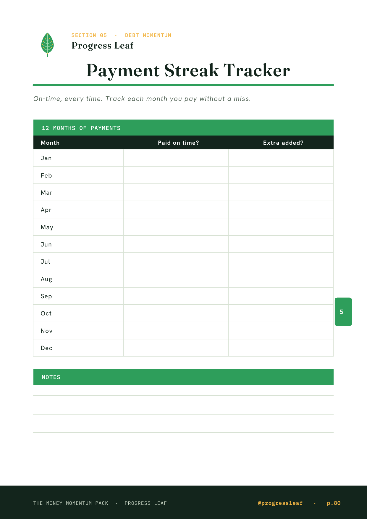 Payment Streak Tracker page