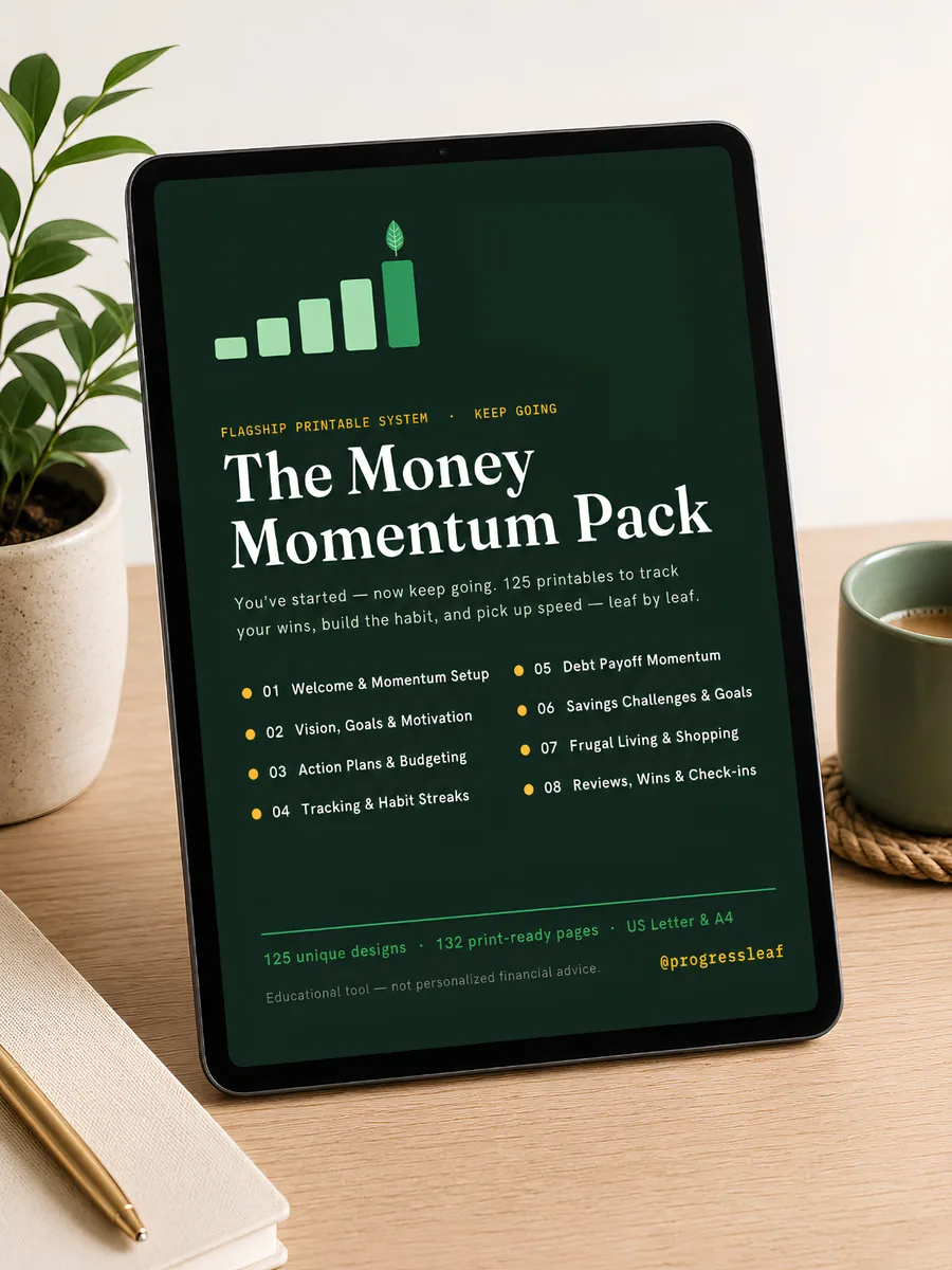 The Money Momentum Pack shown on a tablet
